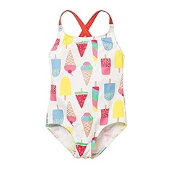 Mini Boden Cross-Back Ice Cream Popcicle Swimsuit Sz 5-6 Year Old EUC - Picture 1 of 4